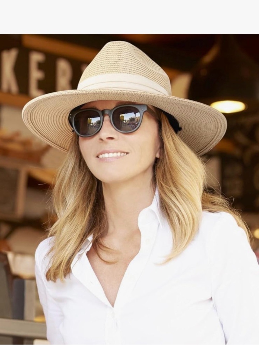 🆕- Banana Republic Woven Classic Fedora Sun Hat - Natural Tan
